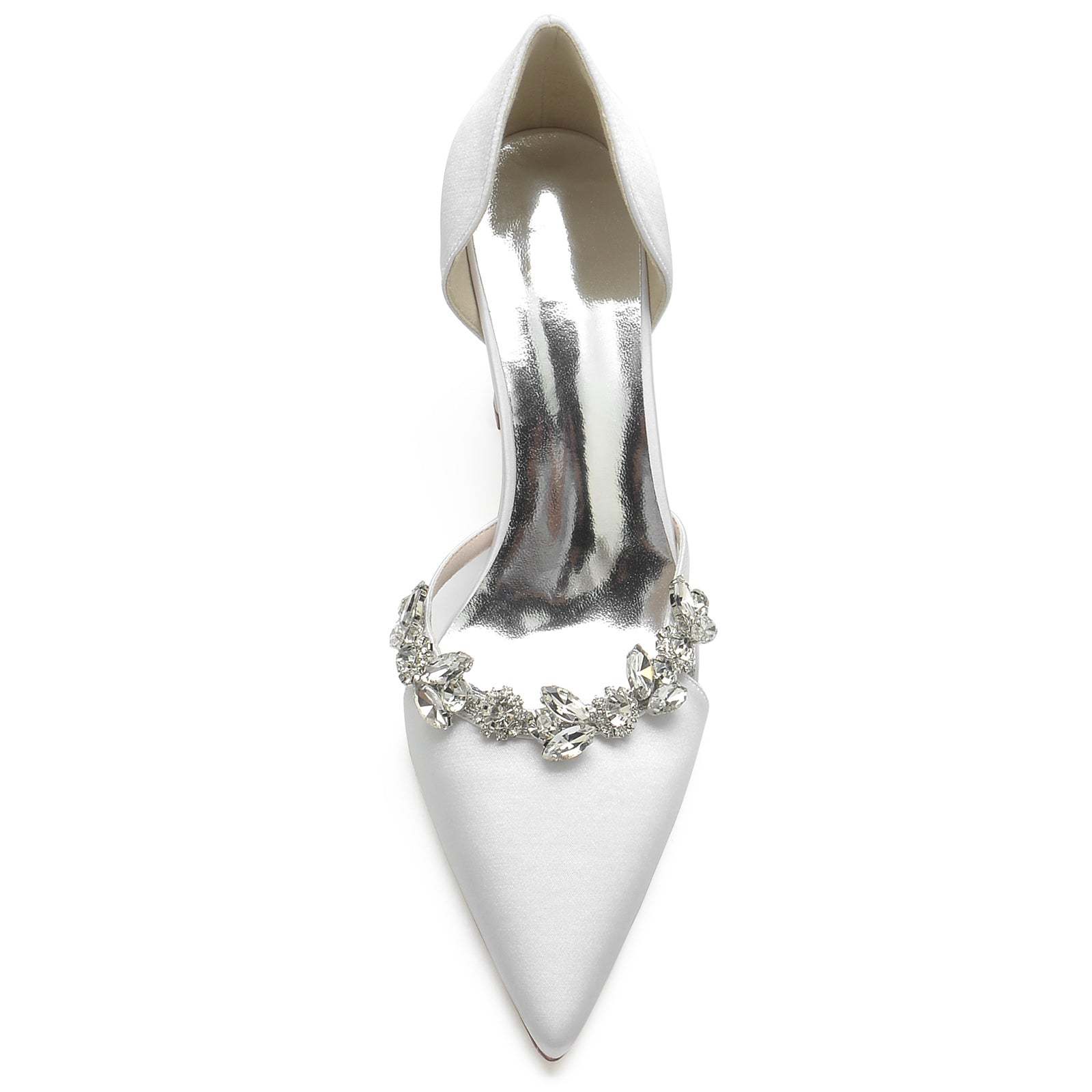 Bridal Shoes for Women with Chunky Pointed Toe in Silk Satin and Rhinestone