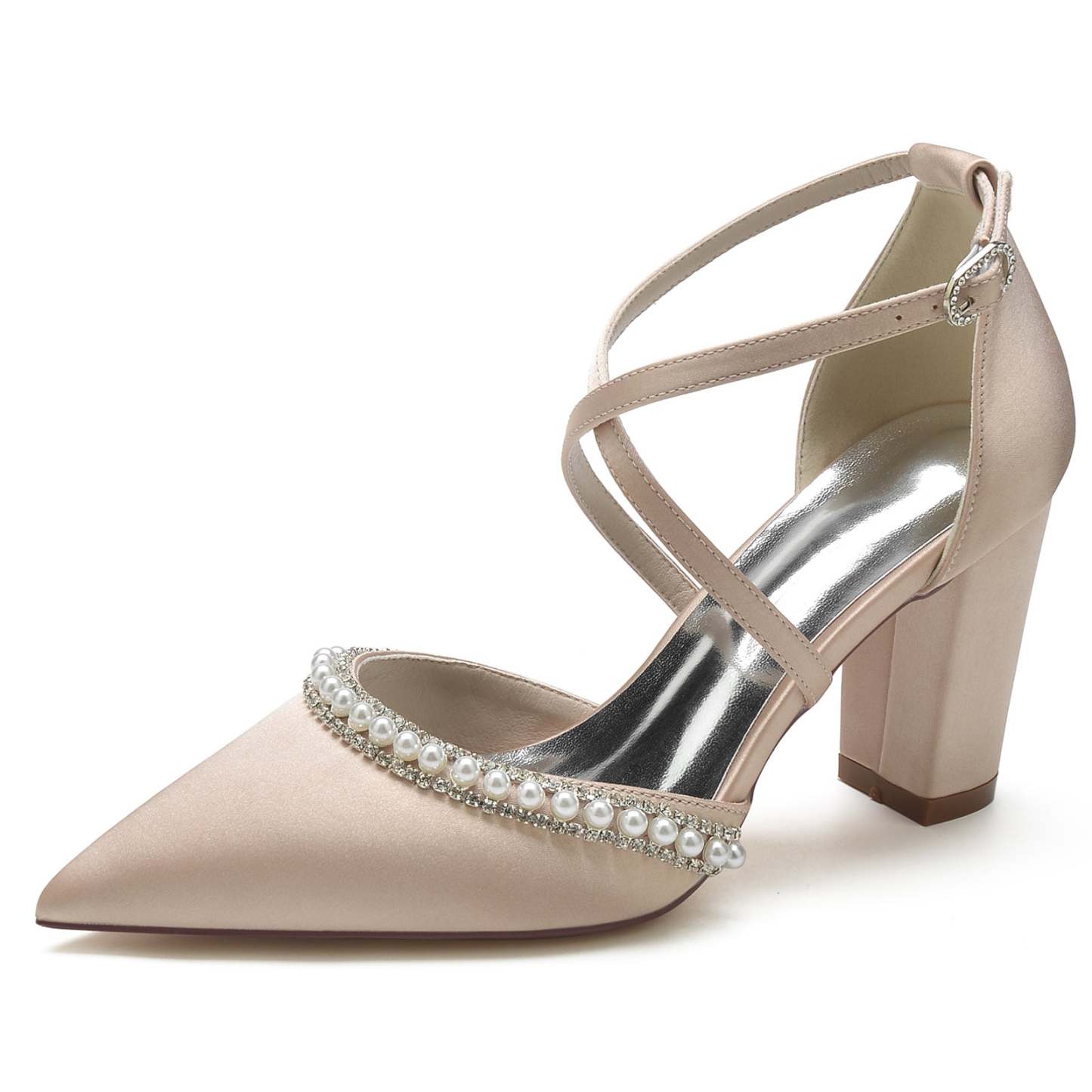 Bridal Shoes for Women with Chunky Straps and Pearl Details