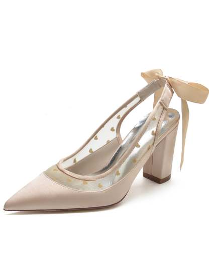 Bridesmaid Shoes for Women with Lace and Pointed Toe in High Heel