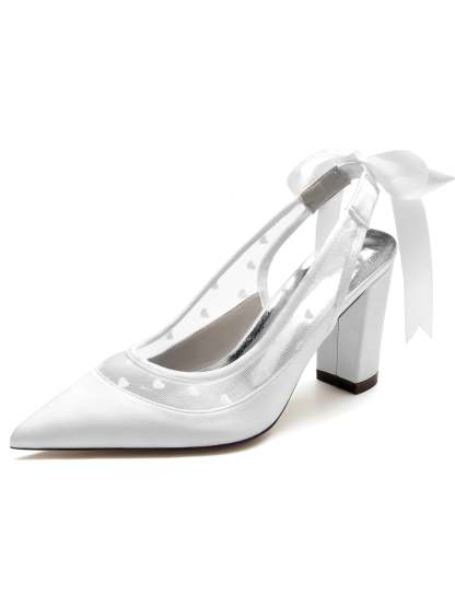 Bridesmaid Shoes for Women with Lace and Pointed Toe in High Heel