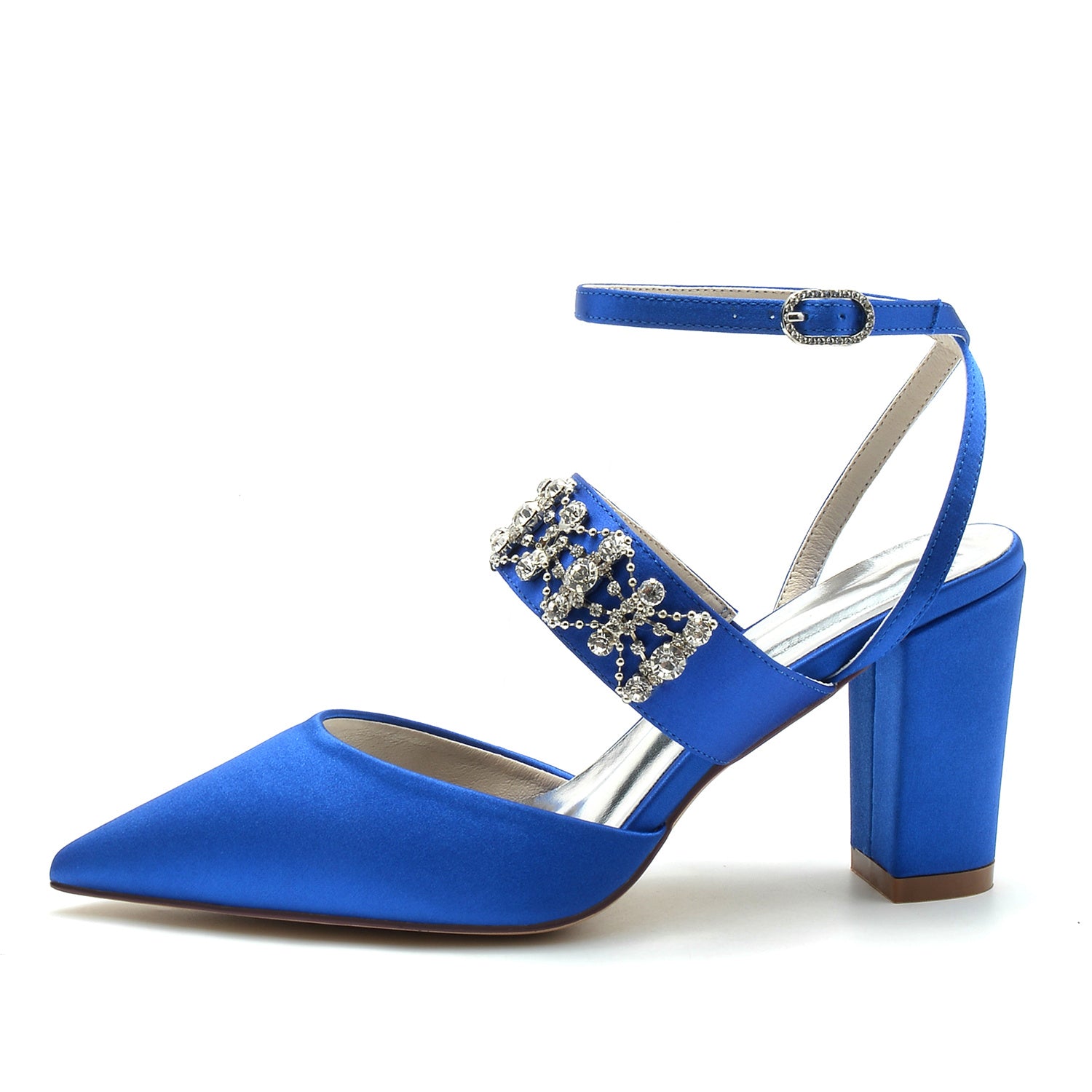 Bridal Shoes for Women with Imitation Rhinestone Buckle and Closed Block Toe