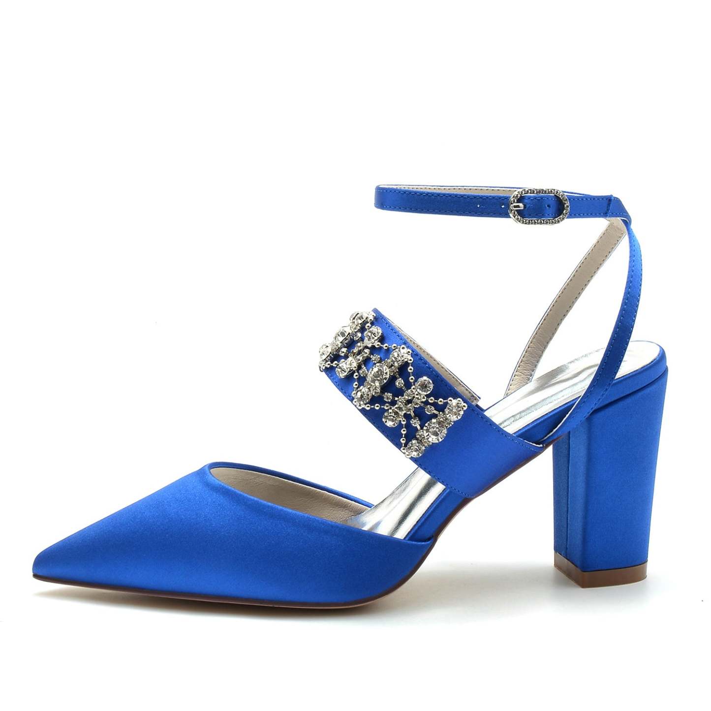 Bridal Shoes for Women with Imitation Rhinestone Buckle and Closed Block Toe