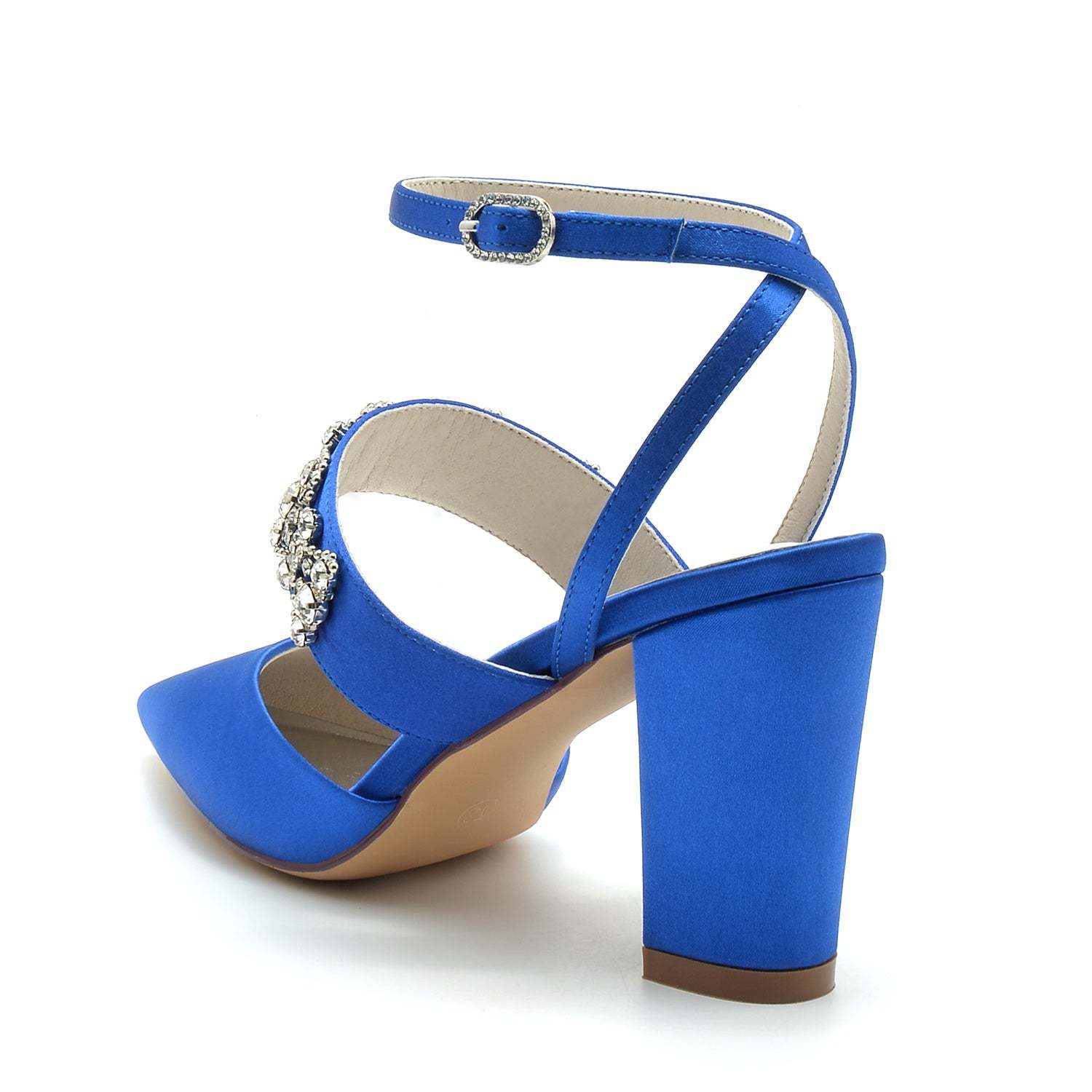 Bridal Shoes for Women with Imitation Rhinestone Buckle and Closed Block Toe