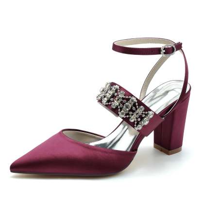 Bridal Shoes for Women with Imitation Rhinestone Buckle and Closed Block Toe