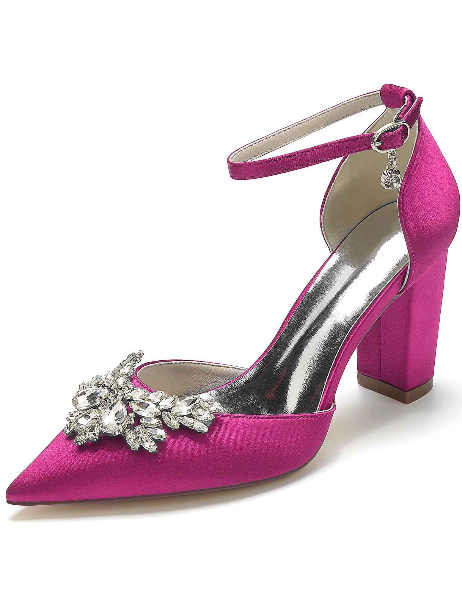 Bridesmaid's Rhinestone High Heel Wedding Shoes with Pointed Toe for Women