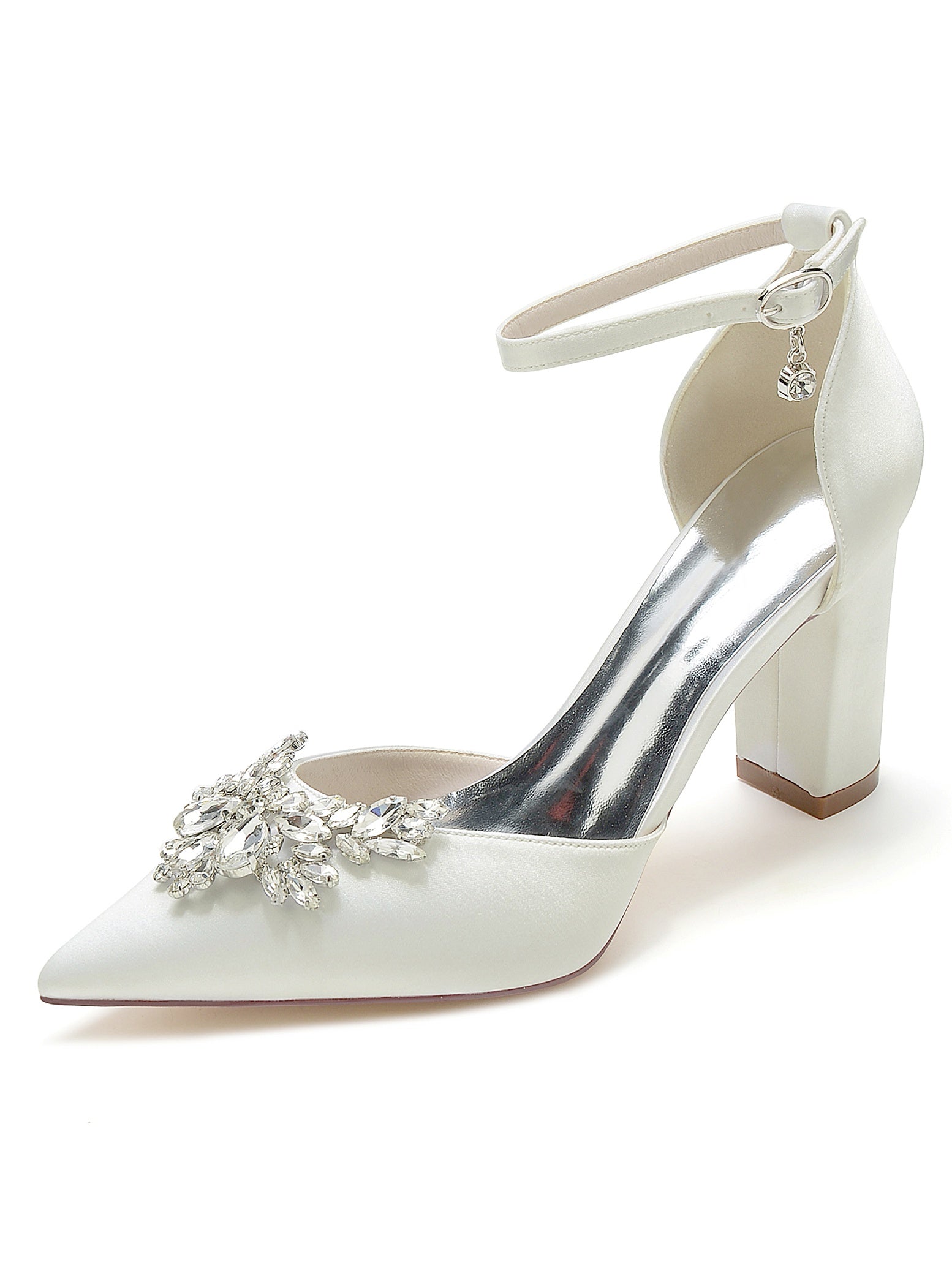 Bridesmaid's Rhinestone High Heel Wedding Shoes with Pointed Toe for Women