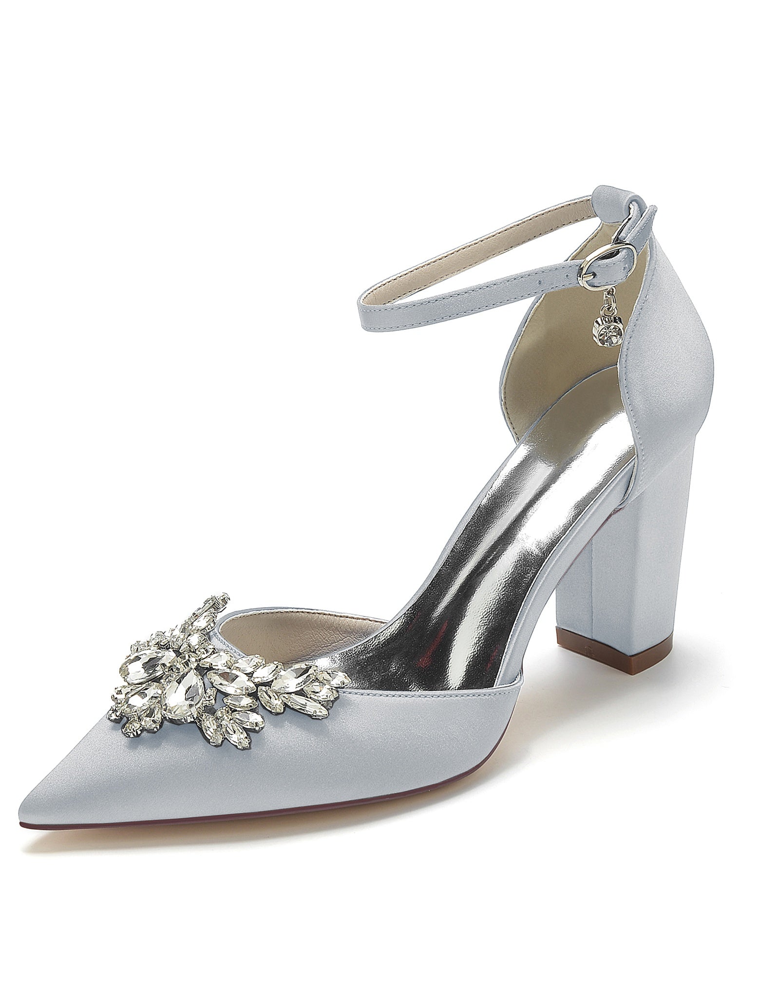 Bridesmaid's Rhinestone High Heel Wedding Shoes with Pointed Toe for Women