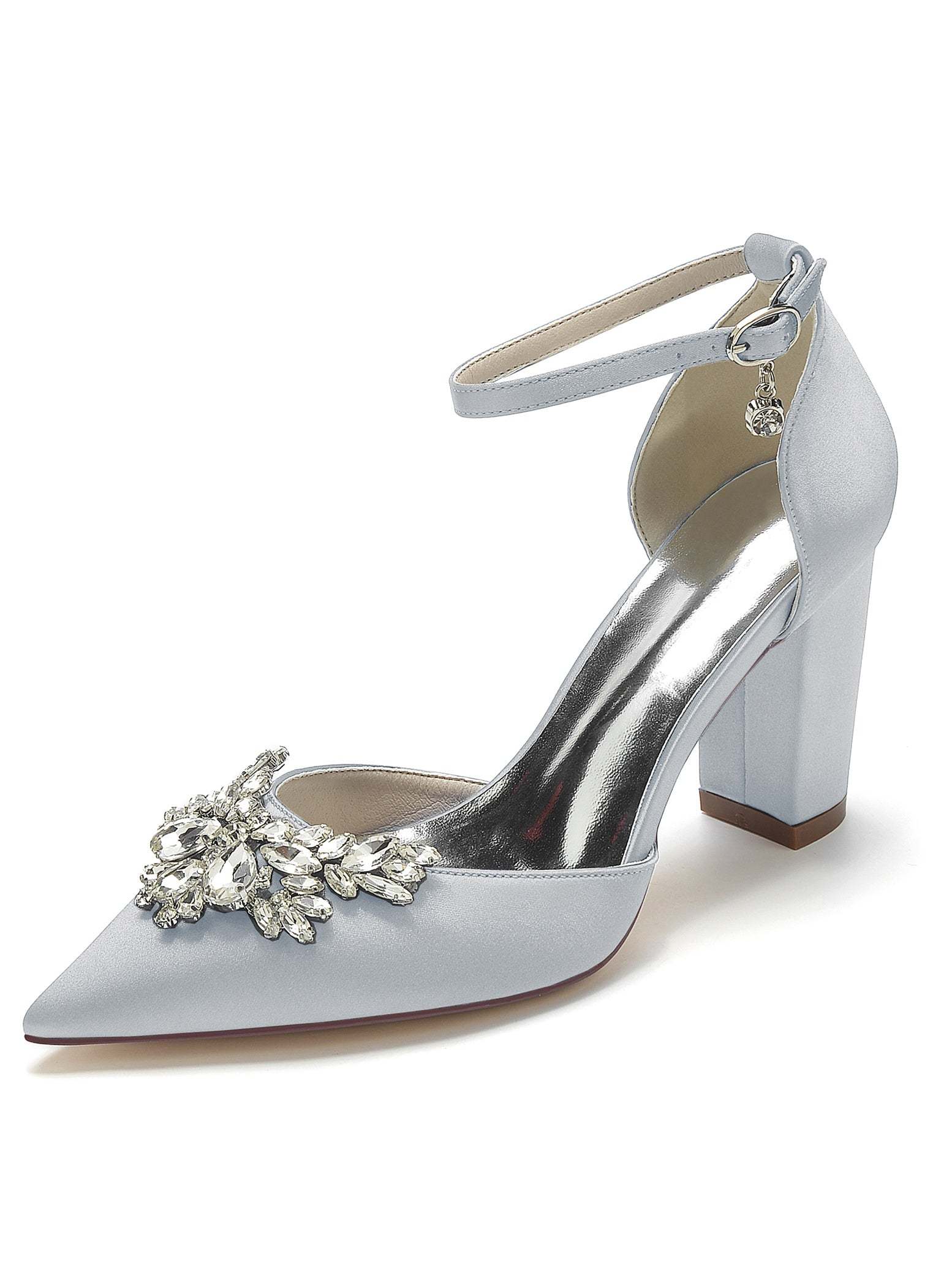 Bridesmaid's Rhinestone High Heel Wedding Shoes with Pointed Toe for Women