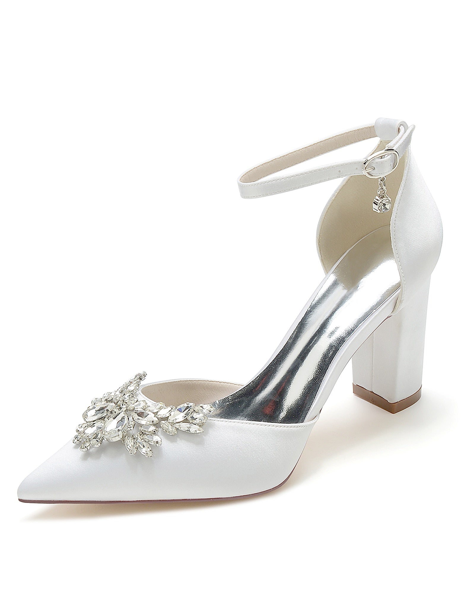 Bridesmaid's Rhinestone High Heel Wedding Shoes with Pointed Toe for Women