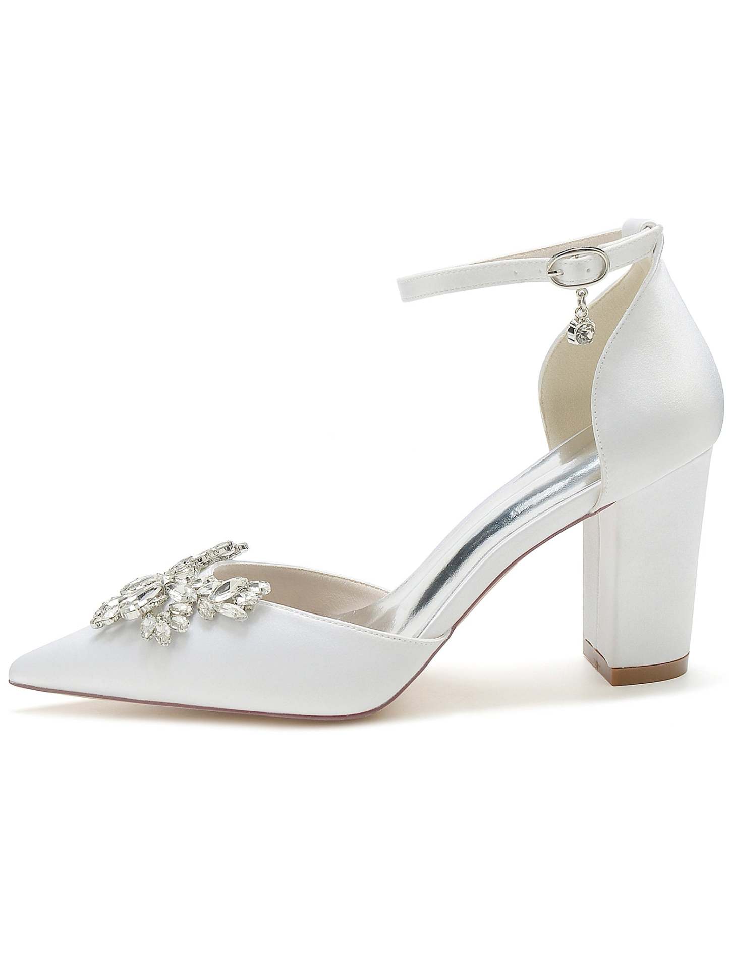 Bridesmaid's Rhinestone High Heel Wedding Shoes with Pointed Toe for Women