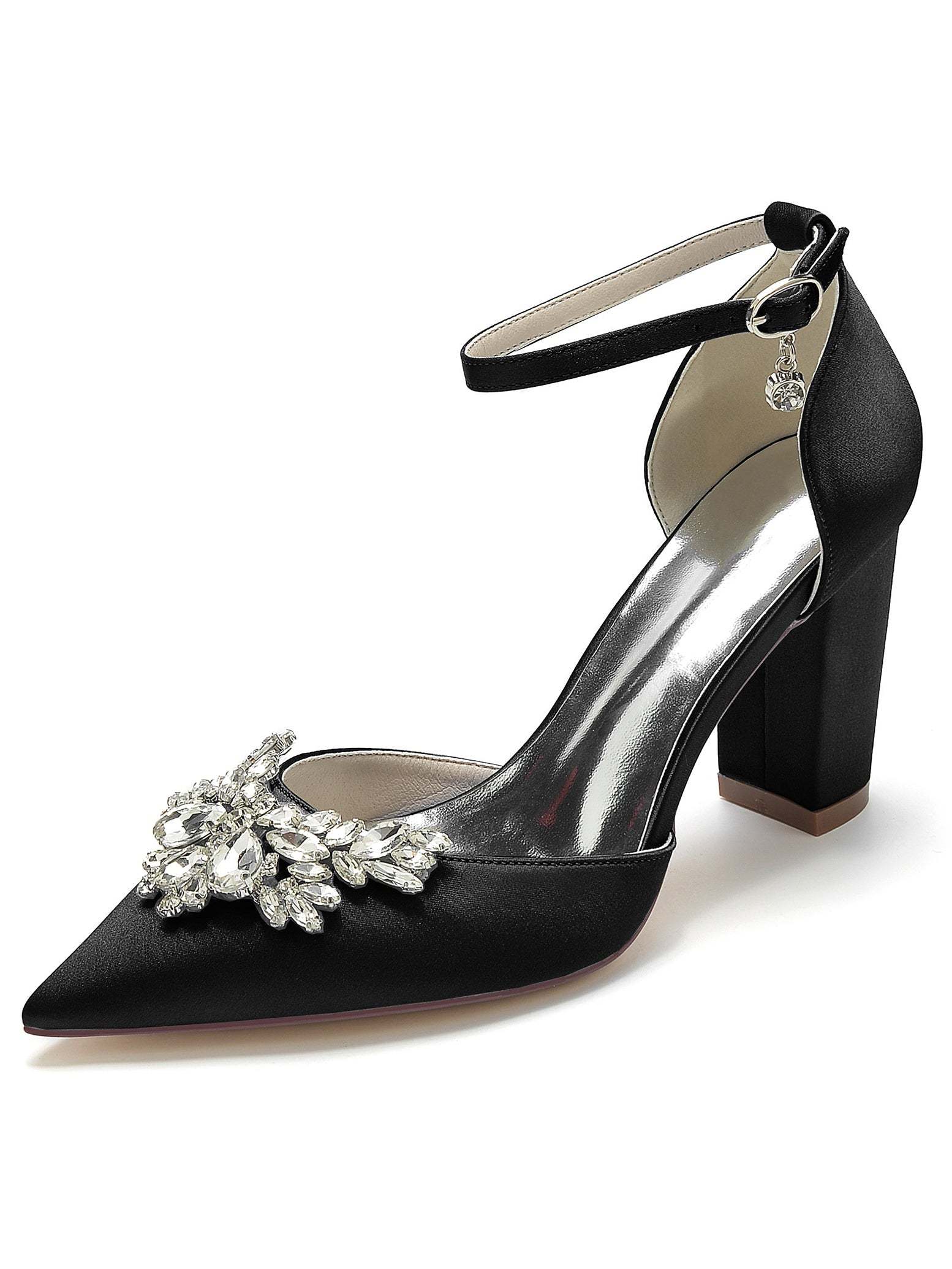 Bridesmaid's Rhinestone High Heel Wedding Shoes with Pointed Toe for Women