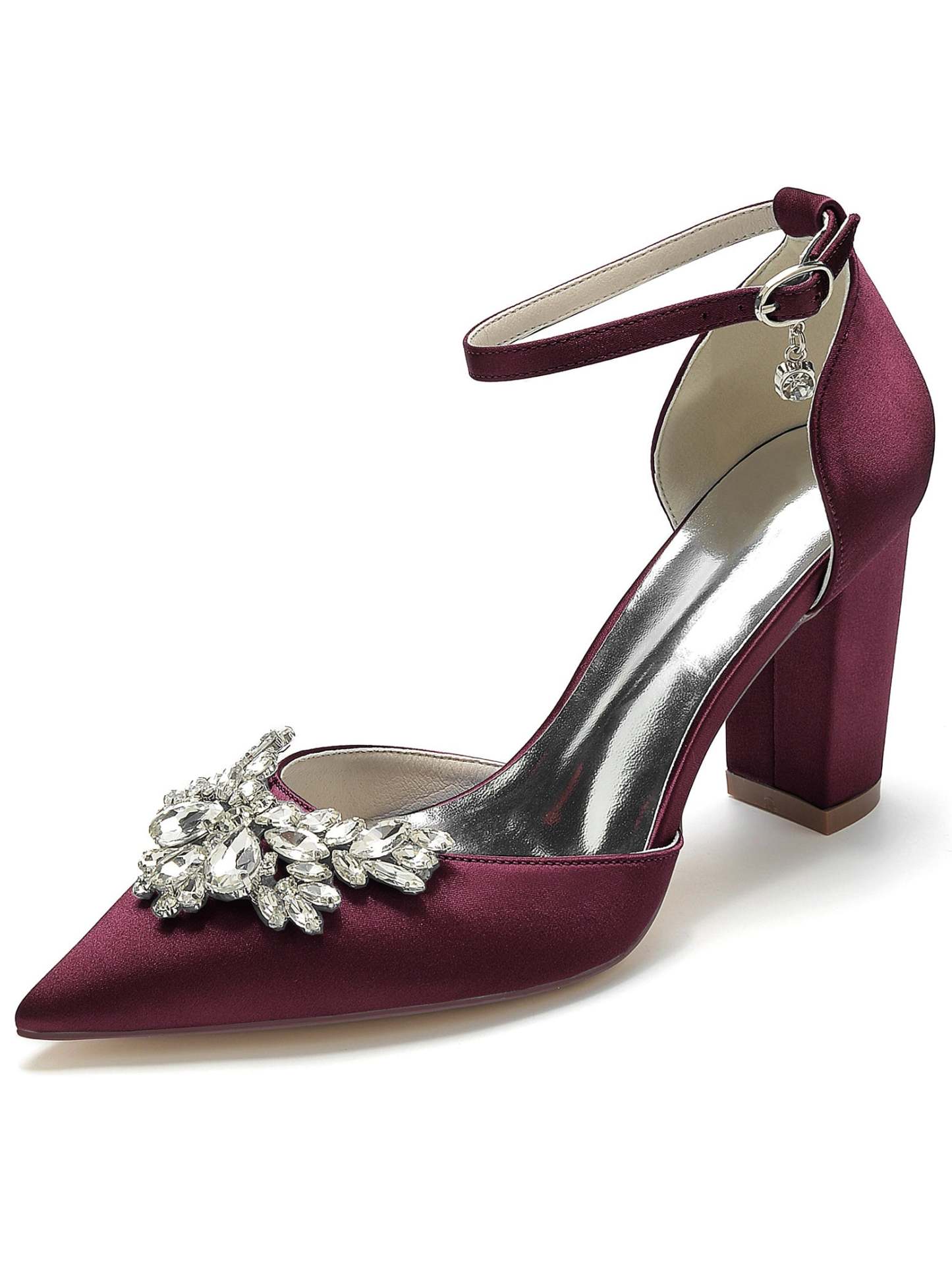Bridesmaid's Rhinestone High Heel Wedding Shoes with Pointed Toe for Women