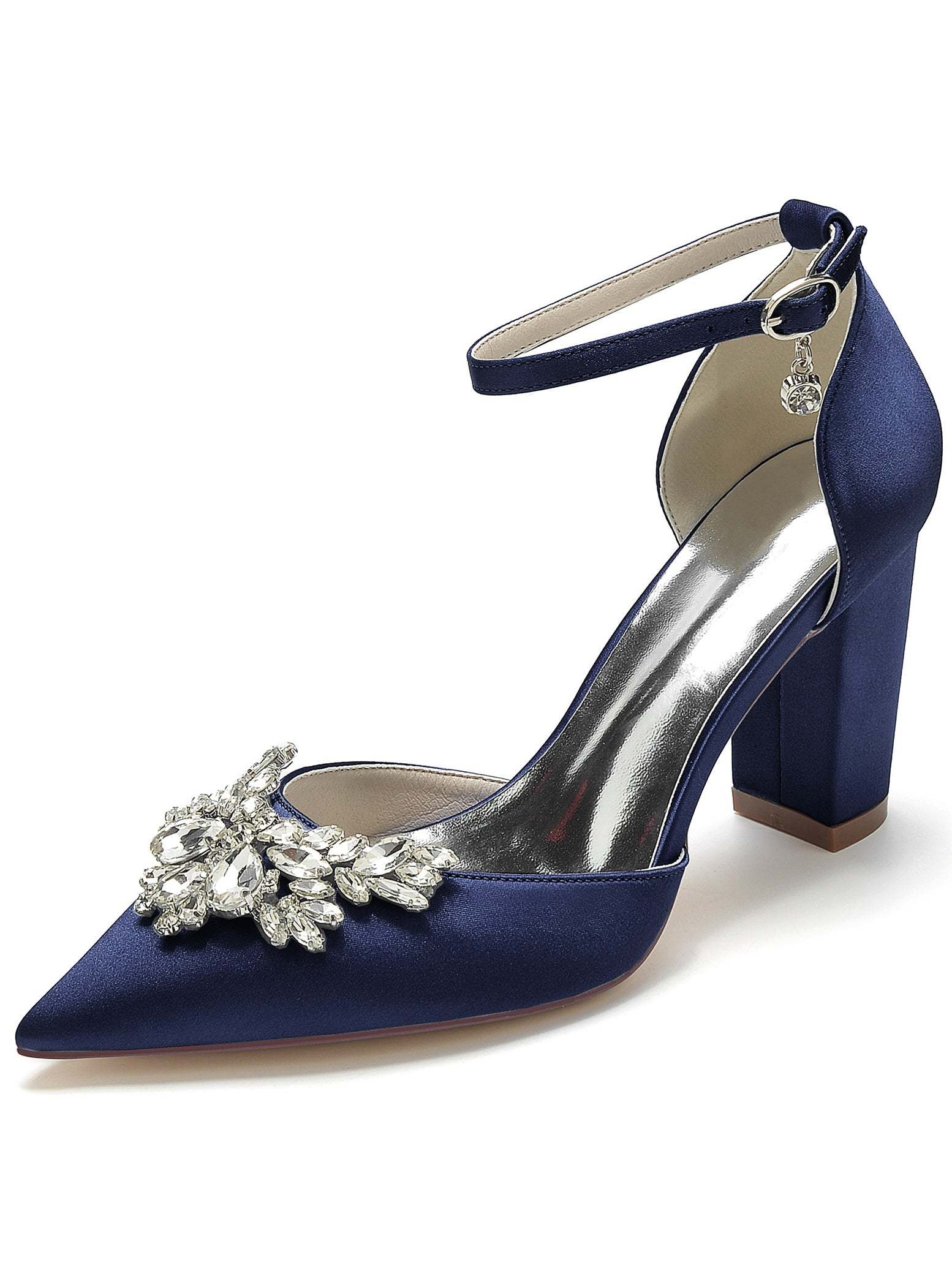 Bridesmaid's Rhinestone High Heel Wedding Shoes with Pointed Toe for Women