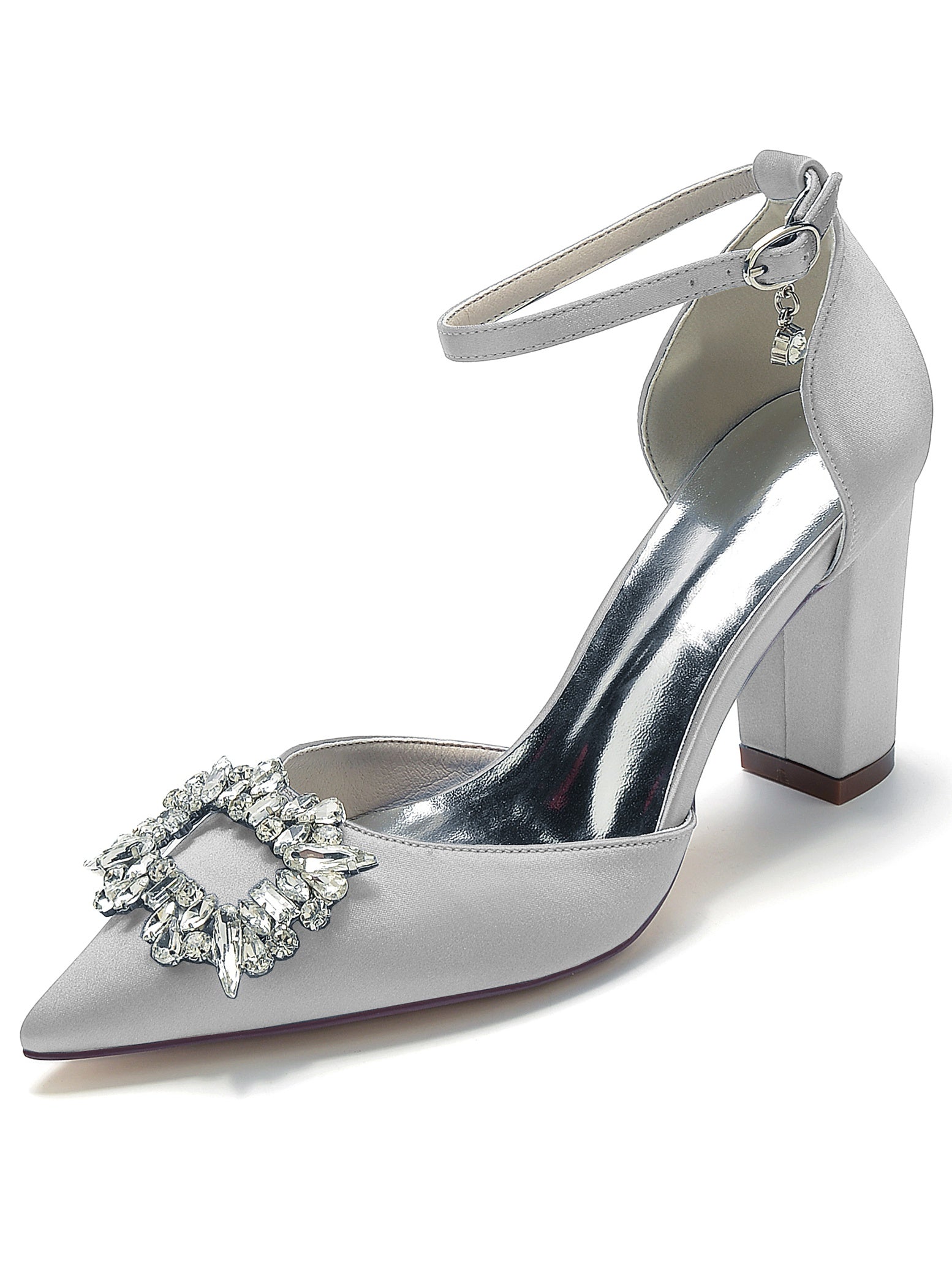 Bridesmaid High Heel Shoes for Women with Rhinestone Accents and Pointed Toes