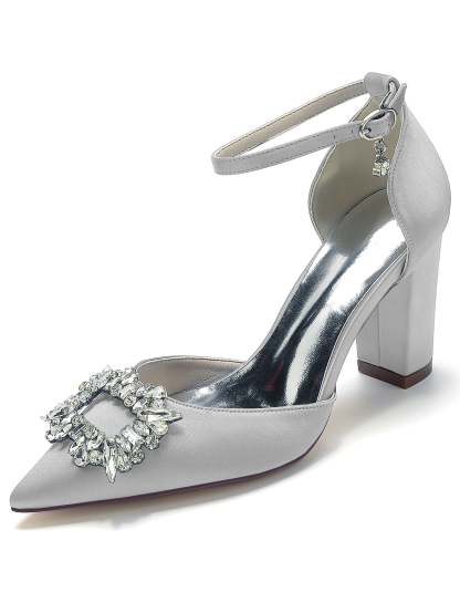 Bridesmaid High Heel Shoes for Women with Rhinestone Accents and Pointed Toes