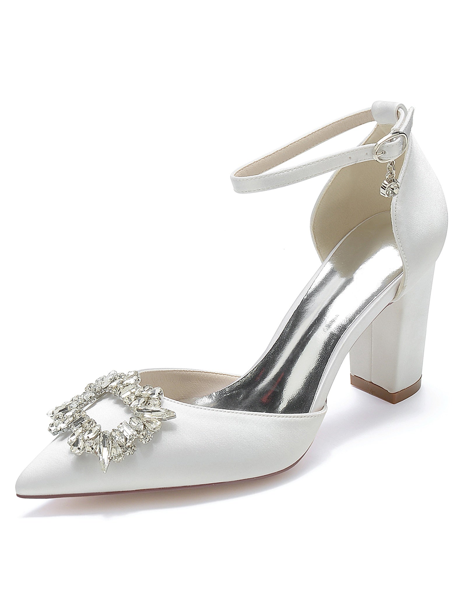 Bridesmaid High Heel Shoes for Women with Rhinestone Accents and Pointed Toes