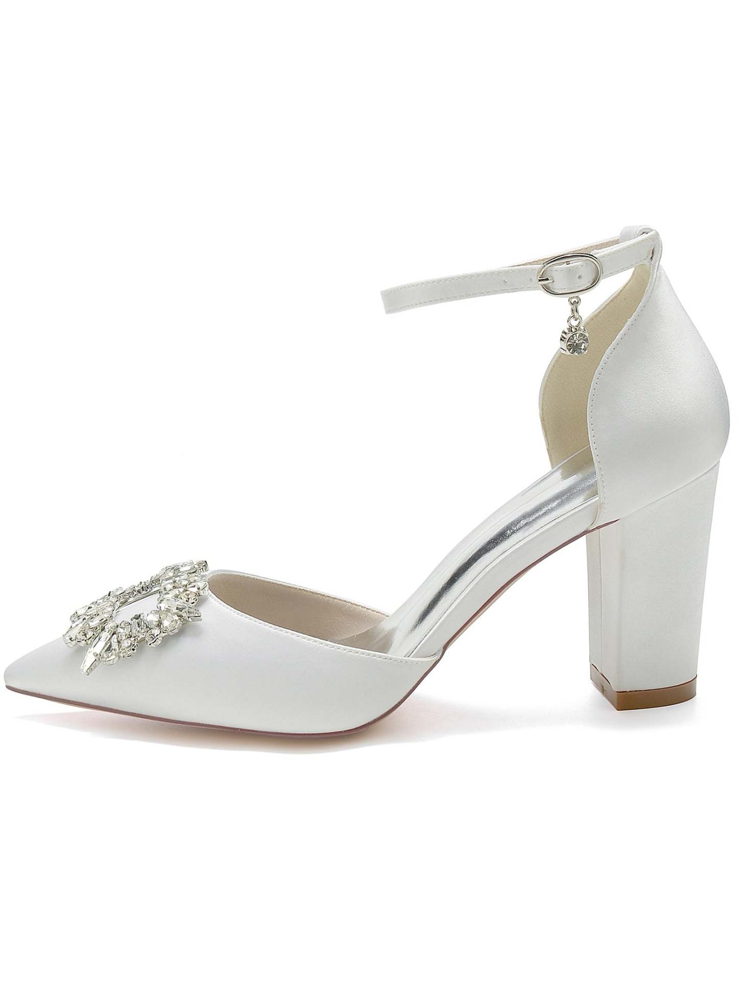 Bridesmaid High Heel Shoes for Women with Rhinestone Accents and Pointed Toes