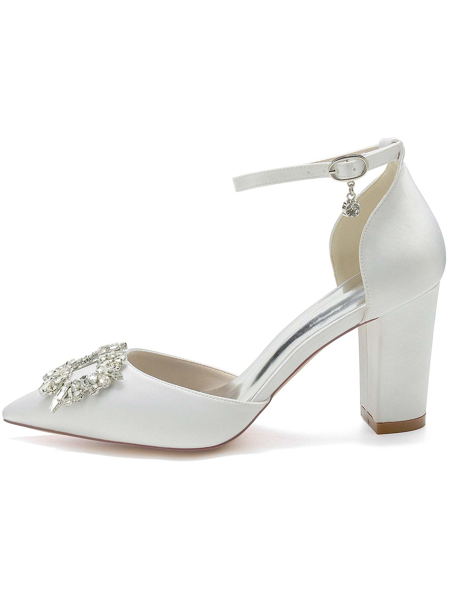 Bridesmaid High Heel Shoes for Women with Rhinestone Accents and Pointed Toes