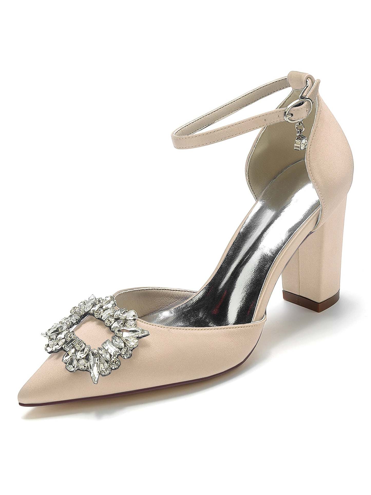 Bridesmaid High Heel Shoes for Women with Rhinestone Accents and Pointed Toes