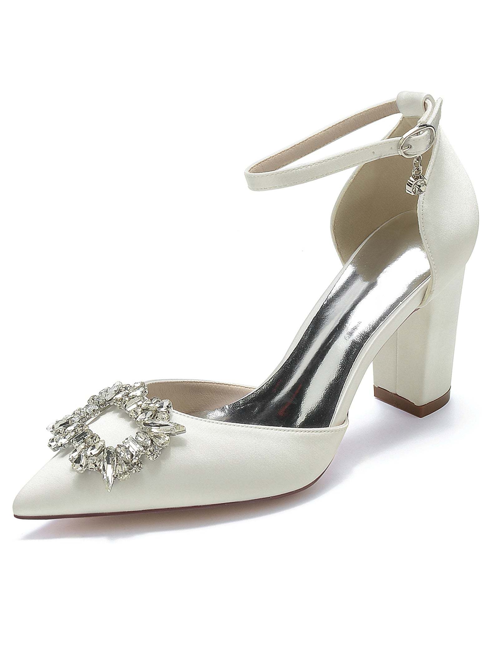 Bridesmaid High Heel Shoes for Women with Rhinestone Accents and Pointed Toes