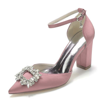 Bridesmaid High Heel Shoes for Women with Rhinestone Accents and Pointed Toes