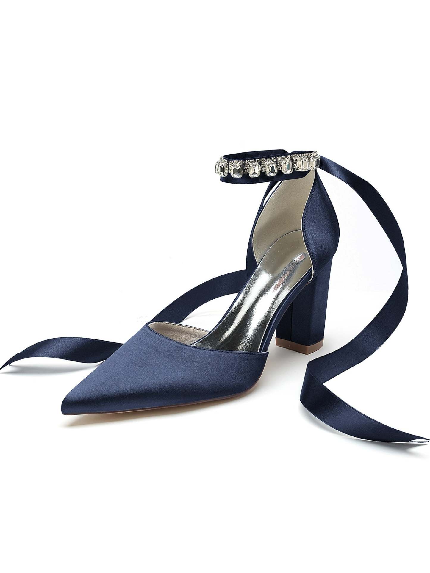 Bridesmaid High Heel Shoes for Women with Rhinestone Detail and Pointed Toe