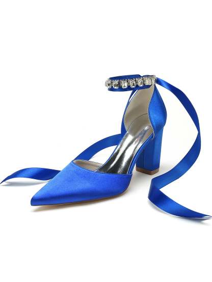 Bridesmaid High Heel Shoes for Women with Rhinestone Detail and Pointed Toe