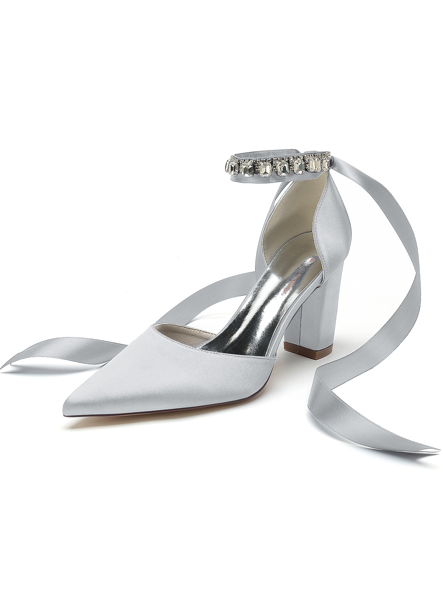Bridesmaid High Heel Shoes for Women with Rhinestone Detail and Pointed Toe