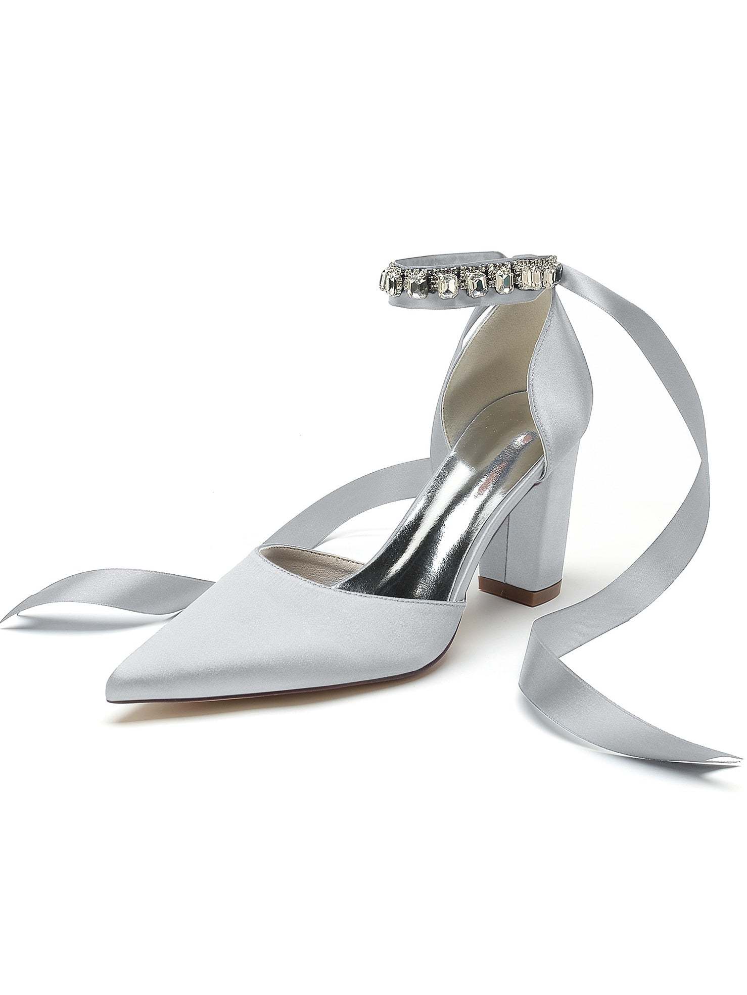 Bridesmaid High Heel Shoes for Women with Rhinestone Detail and Pointed Toe