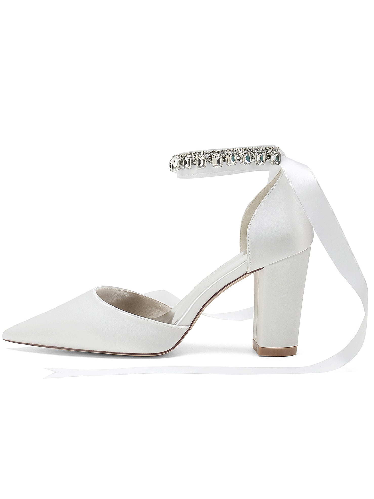 Bridesmaid High Heel Shoes for Women with Rhinestone Detail and Pointed Toe