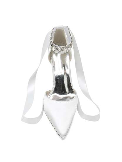Bridesmaid High Heel Shoes for Women with Rhinestone Detail and Pointed Toe