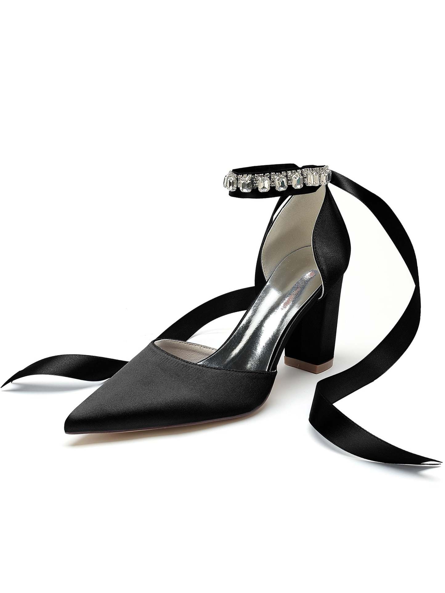 Bridesmaid High Heel Shoes for Women with Rhinestone Detail and Pointed Toe