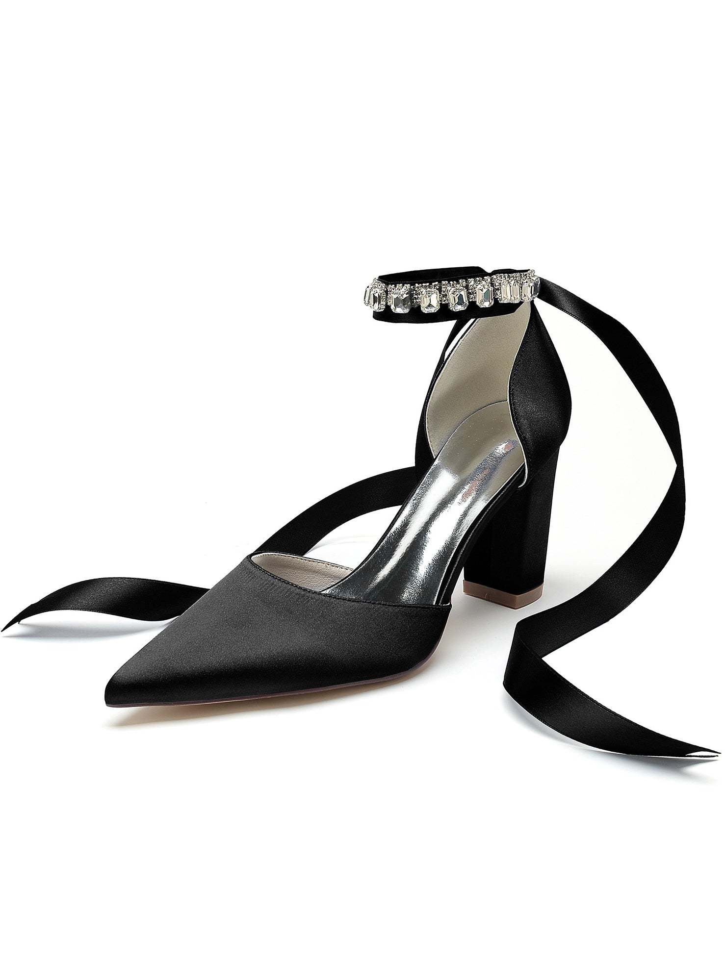 Bridesmaid High Heel Shoes for Women with Rhinestone Detail and Pointed Toe