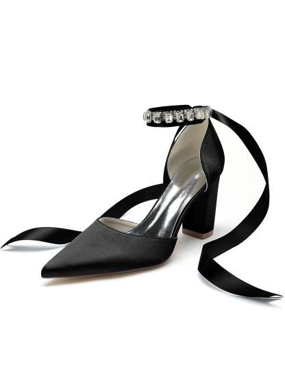 Bridesmaid High Heel Shoes for Women with Rhinestone Detail and Pointed Toe