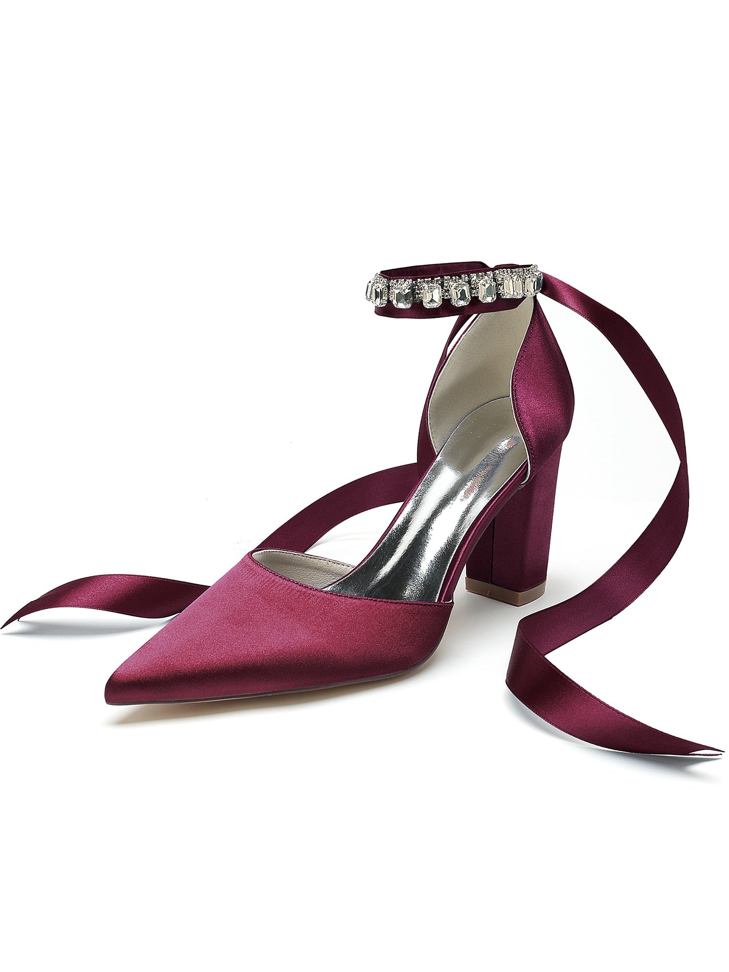 Bridesmaid High Heel Shoes for Women with Rhinestone Detail and Pointed Toe