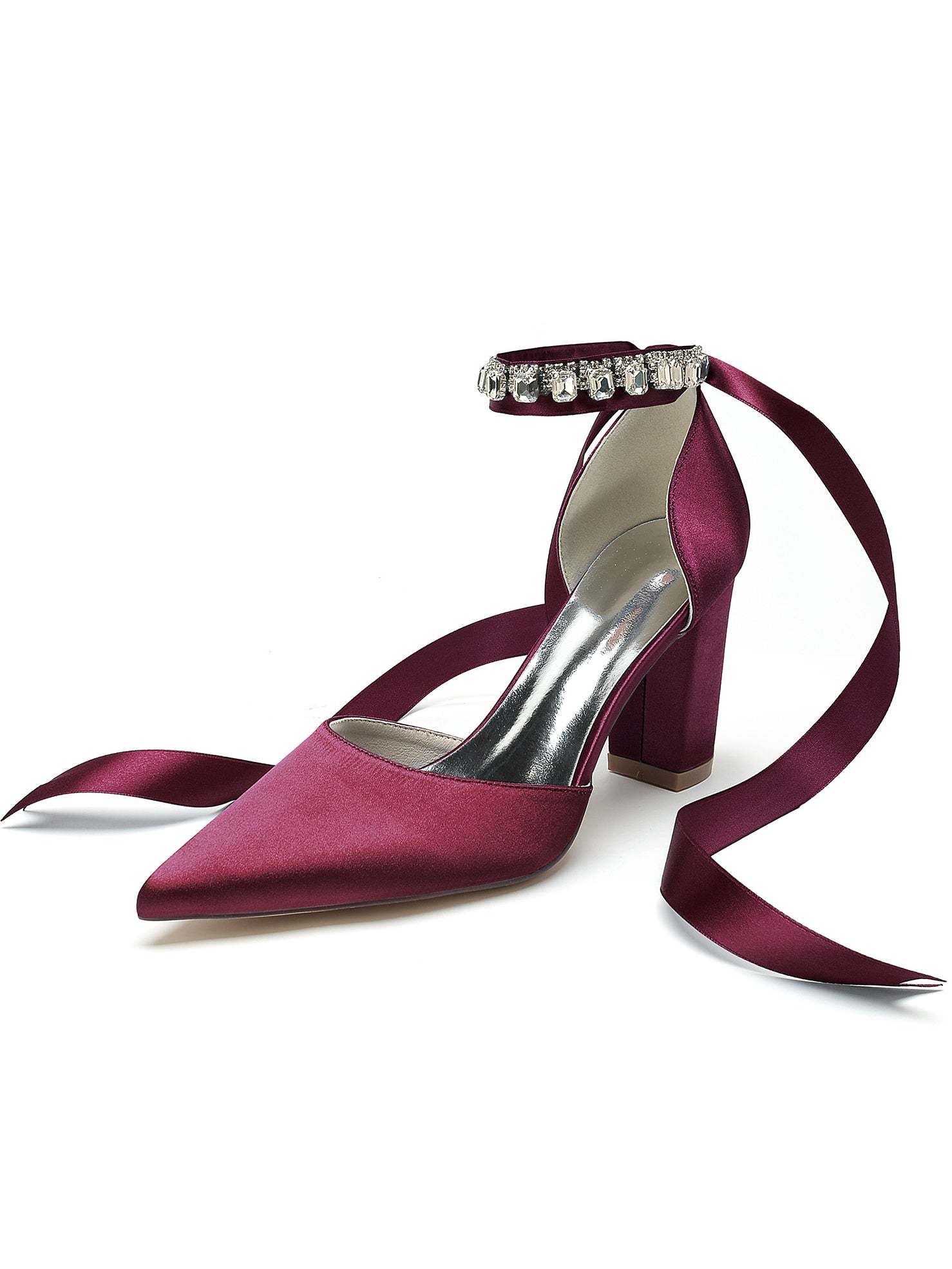 Bridesmaid High Heel Shoes for Women with Rhinestone Detail and Pointed Toe