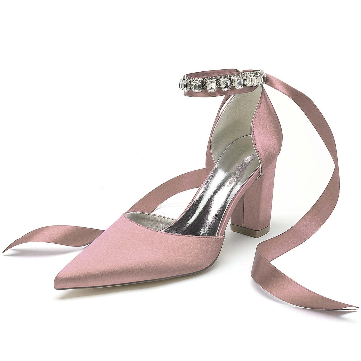 Bridesmaid High Heel Shoes for Women with Rhinestone Detail and Pointed Toe