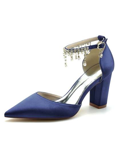 Bridesmaid High Heel Shoes with Rhinestones for Women's Weddings