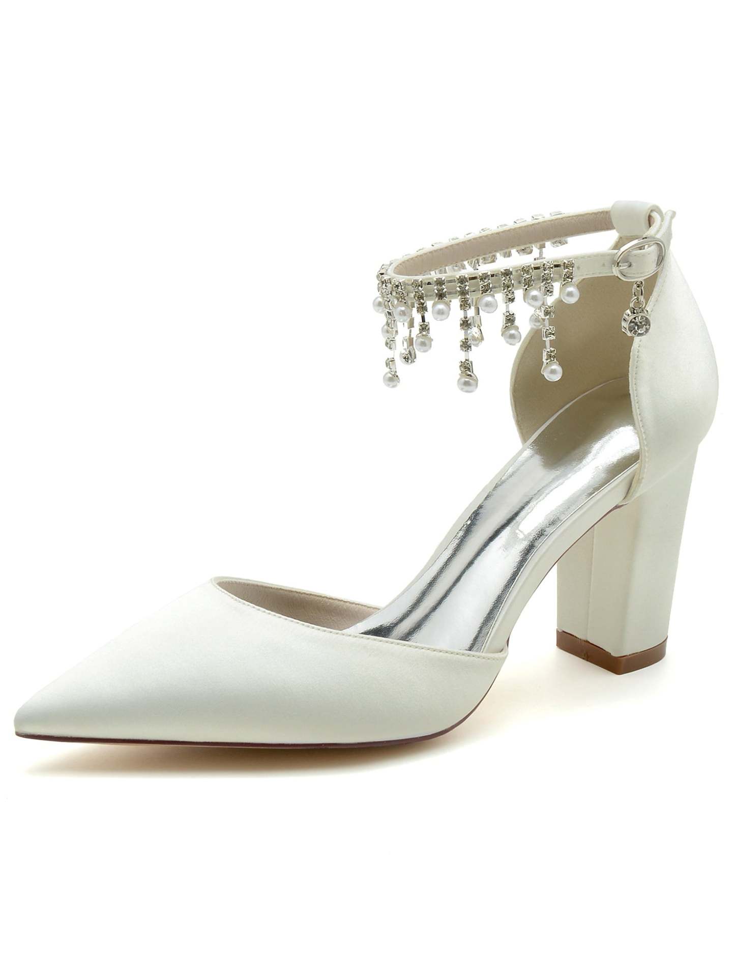 Bridesmaid High Heel Shoes with Rhinestones for Women's Weddings