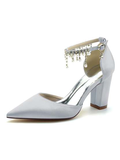 Bridesmaid High Heel Shoes with Rhinestones for Women's Weddings