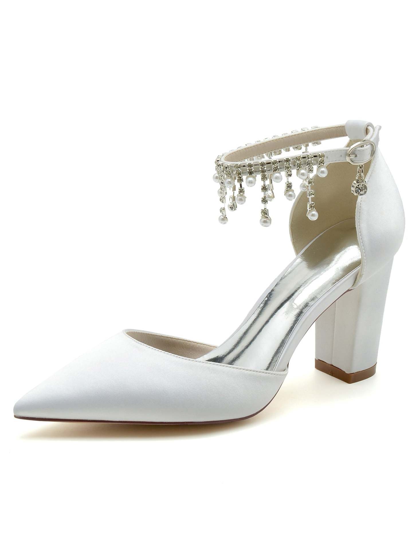 Bridesmaid High Heel Shoes with Rhinestones for Women's Weddings