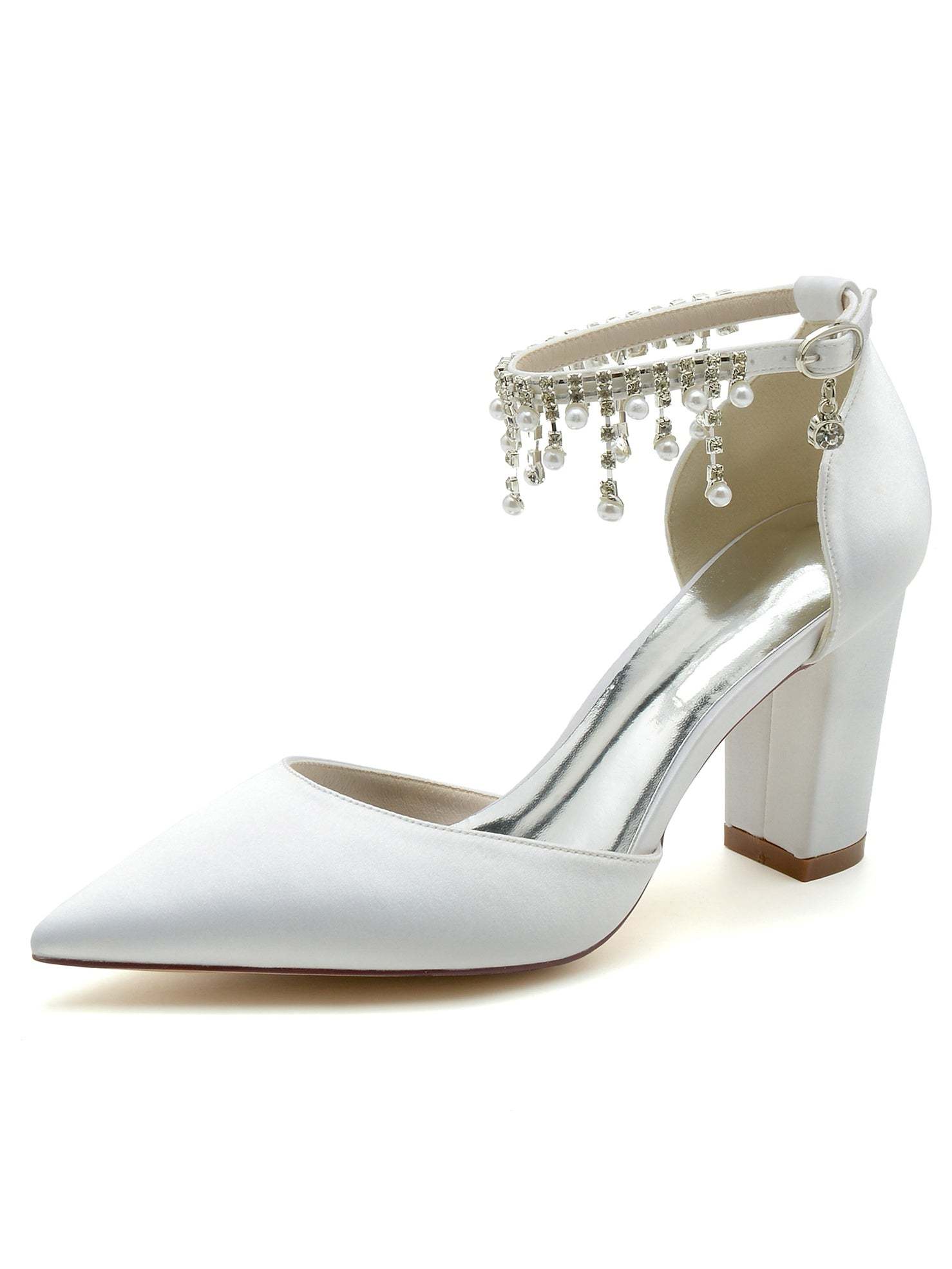 Bridesmaid High Heel Shoes with Rhinestones for Women's Weddings