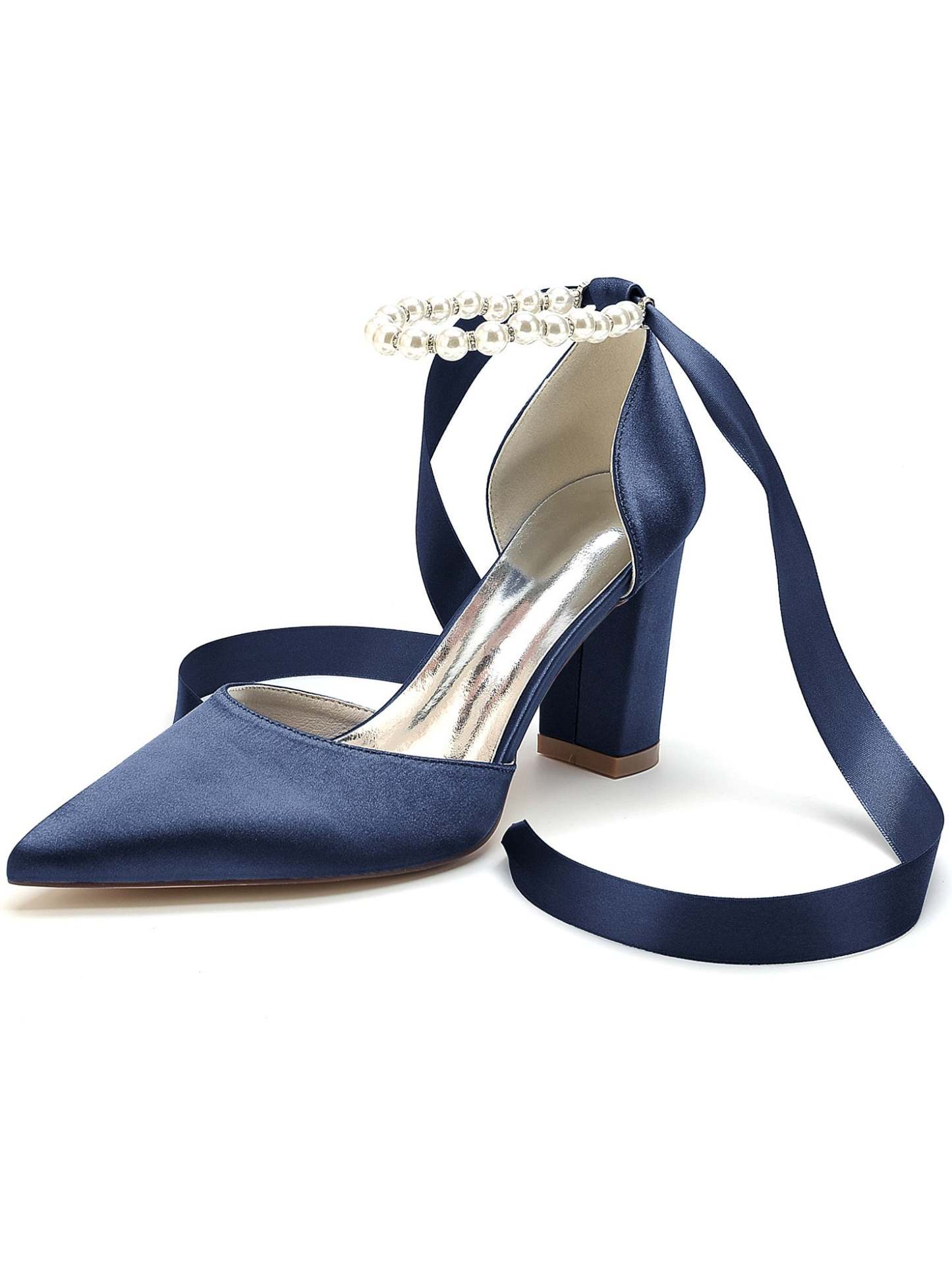 Bridesmaid Wedding Shoes for Women with Rhinestones and Pointed Toe High Heels