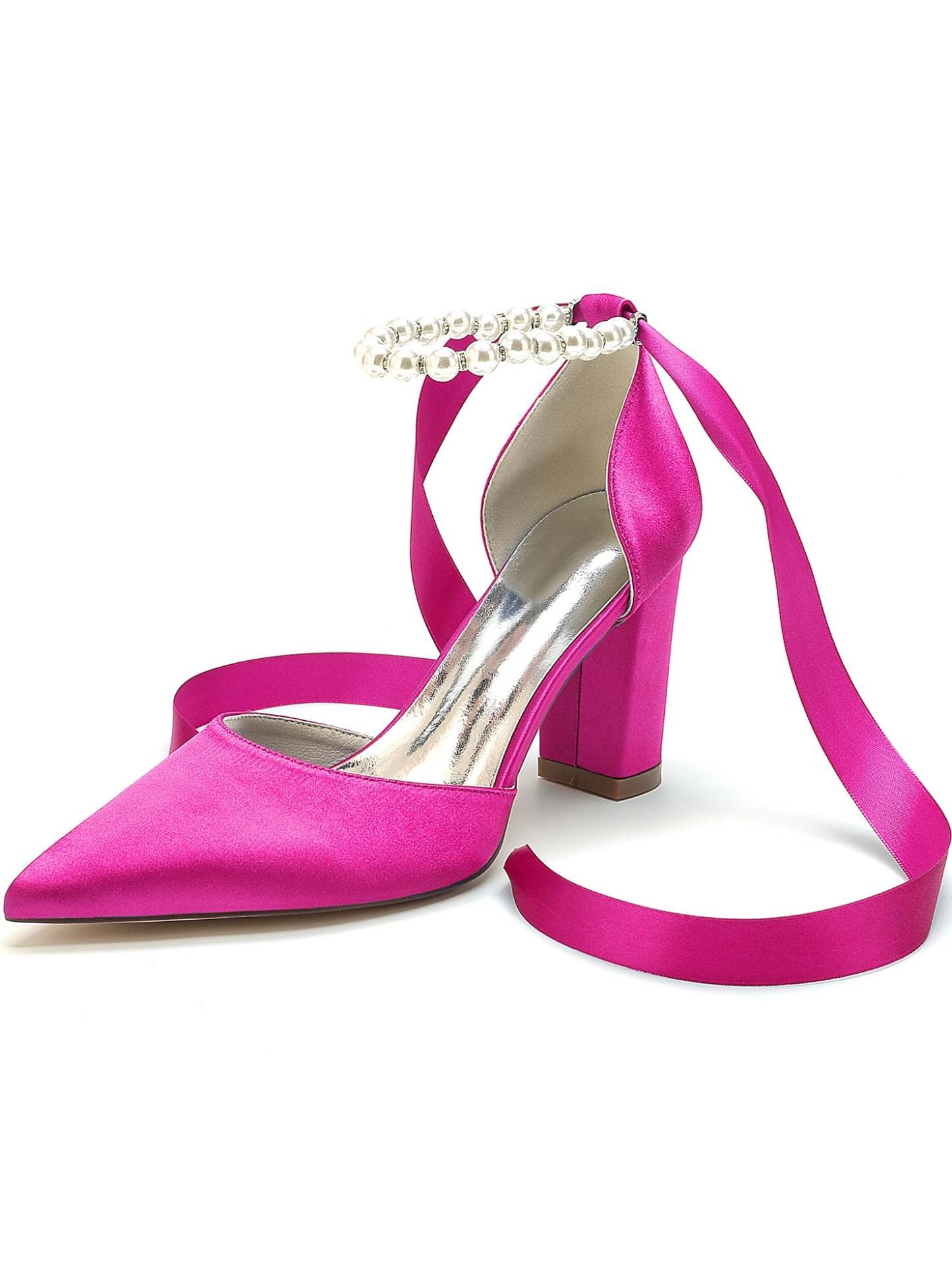 Bridesmaid Wedding Shoes for Women with Rhinestones and Pointed Toe High Heels