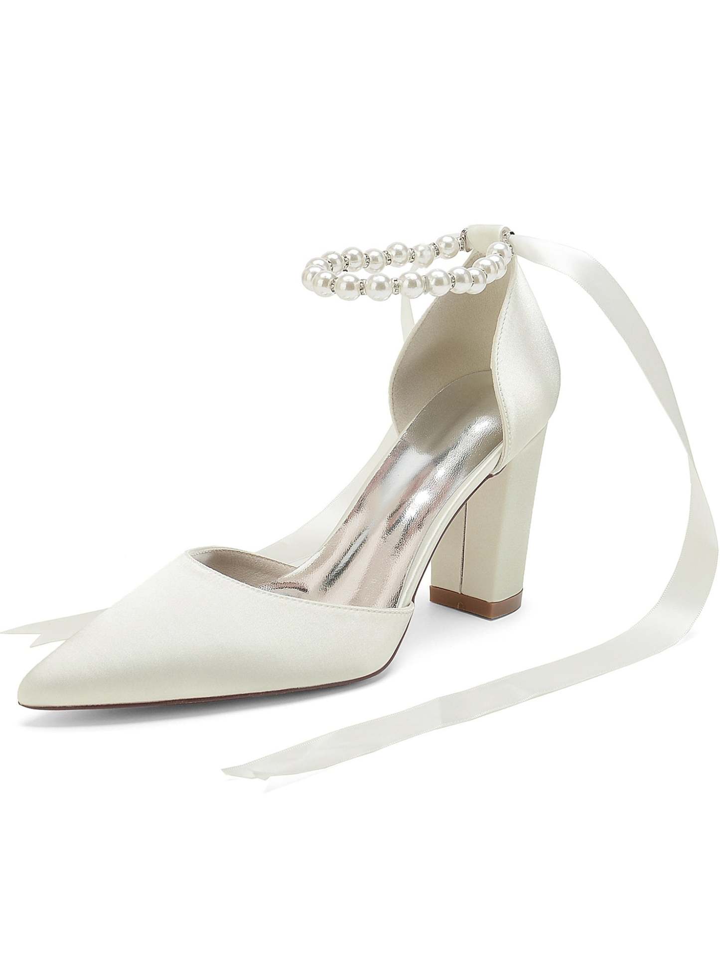 Bridesmaid Wedding Shoes for Women with Rhinestones and Pointed Toe High Heels