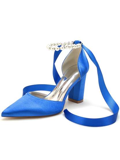 Bridesmaid Wedding Shoes for Women with Rhinestones and Pointed Toe High Heels