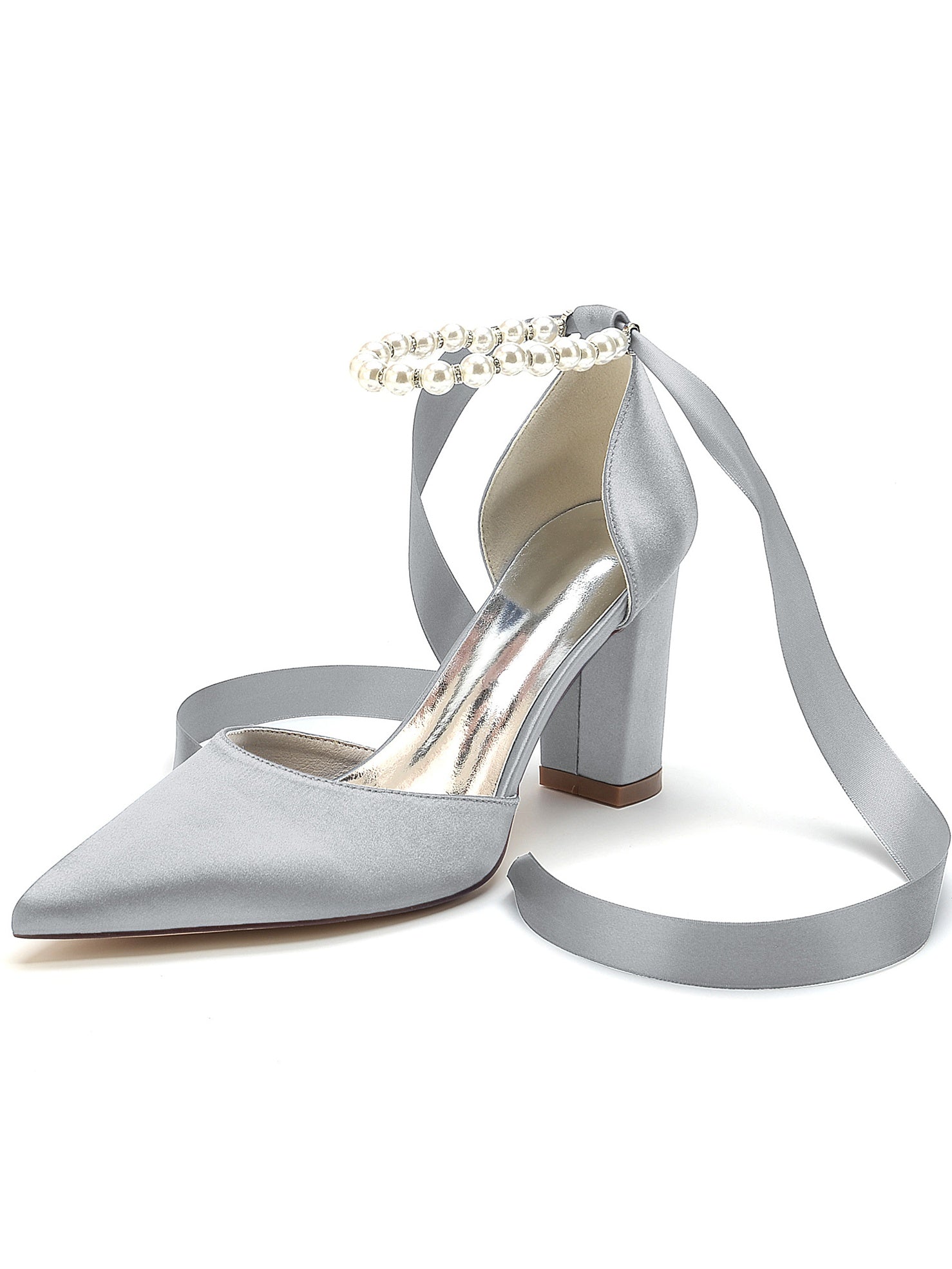 Bridesmaid Wedding Shoes for Women with Rhinestones and Pointed Toe High Heels