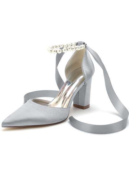 Bridesmaid Wedding Shoes for Women with Rhinestones and Pointed Toe High Heels