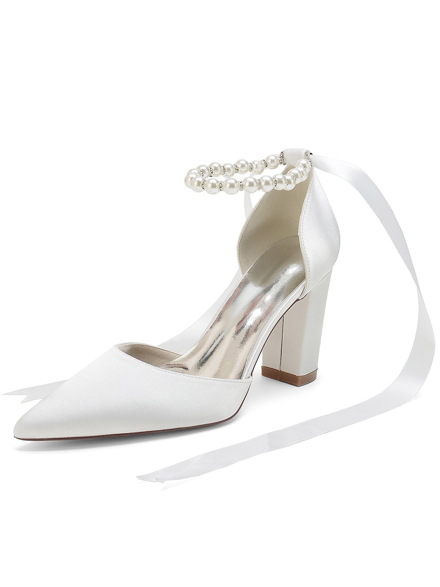 Bridesmaid Wedding Shoes for Women with Rhinestones and Pointed Toe High Heels