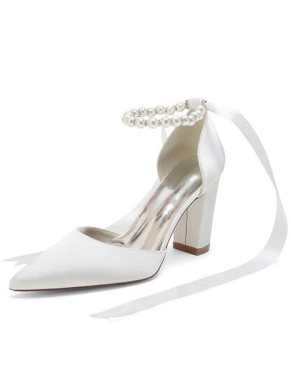 Bridesmaid Wedding Shoes for Women with Rhinestones and Pointed Toe High Heels